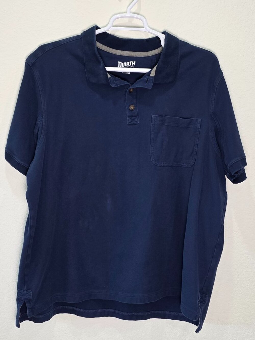 Duluth Trading Co Men's 2XL Short Sleeve Pocket Polo Shirt Navy Blue